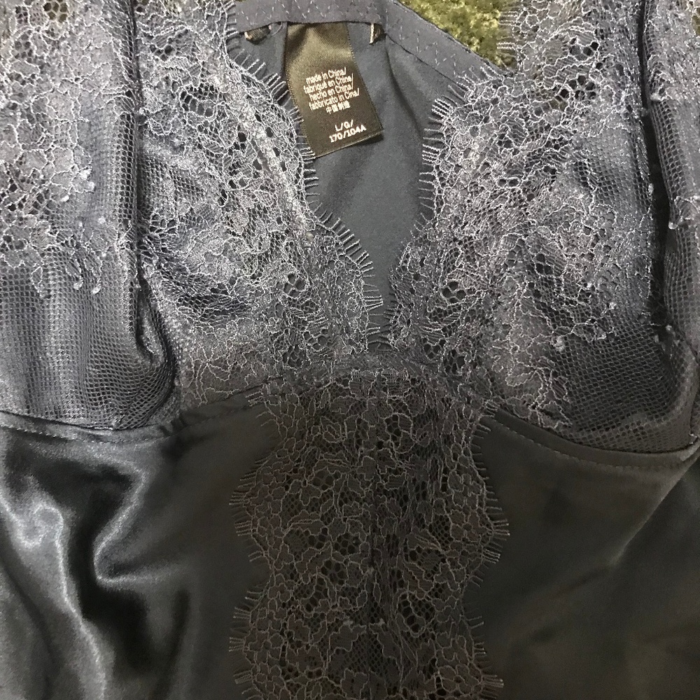 NEW VS Lace Trim Split Satin Slip Cami Top LARGE - Picture 3 of 4
